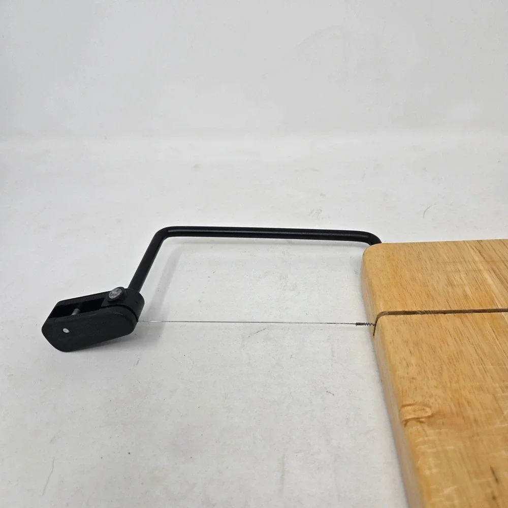 Prodyne Beechwood Cheese Slicer with Stainless Steel Wire Natural Wood Board